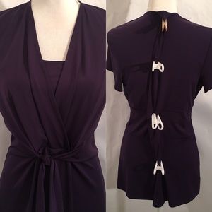 Alfani short sleeve stretchy blouse purple size LG